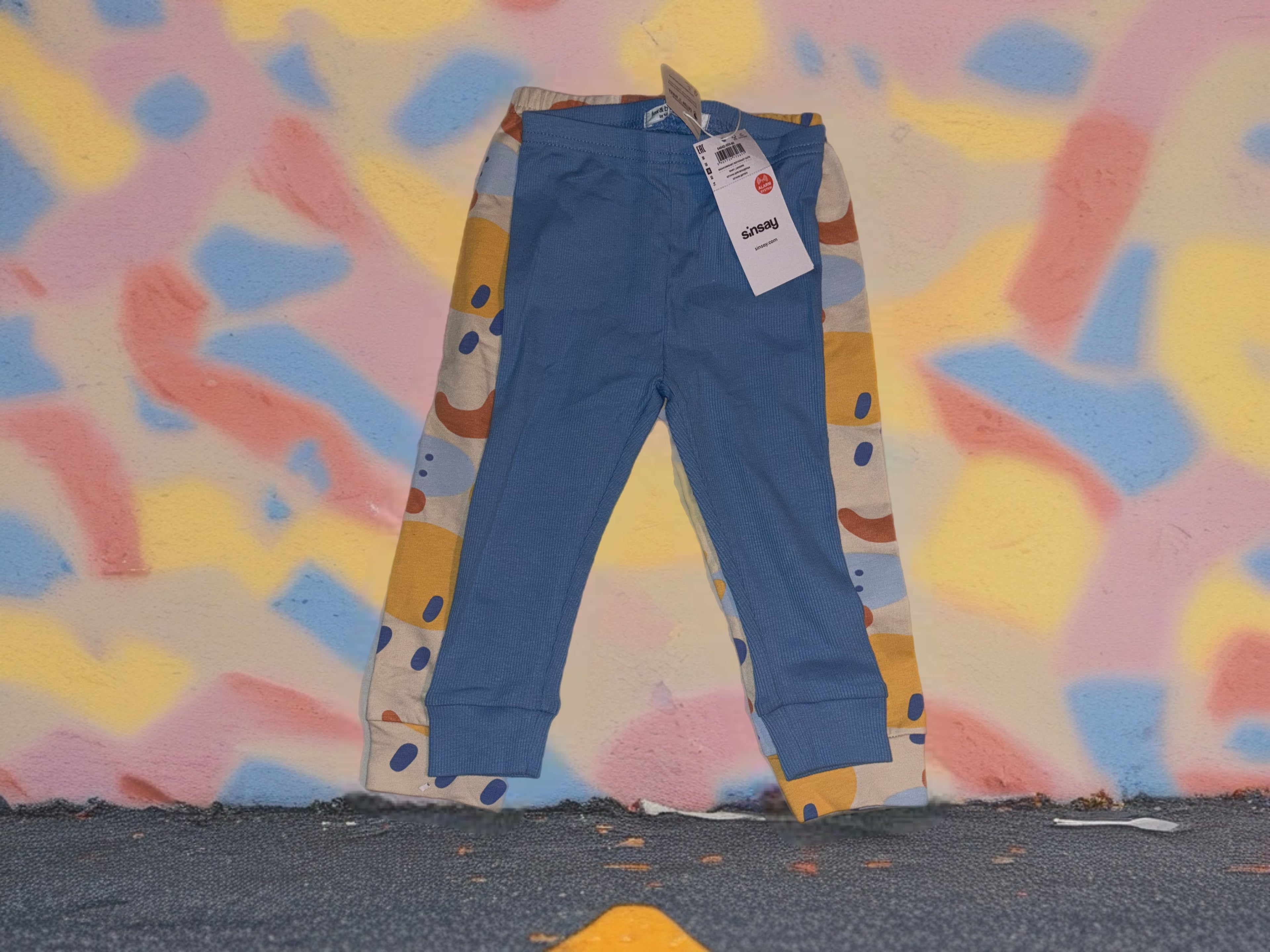 2er-Pack Baby-/Kinderhose – Bunte Muster & Uni Blau | Bequeme Alltagsleggings