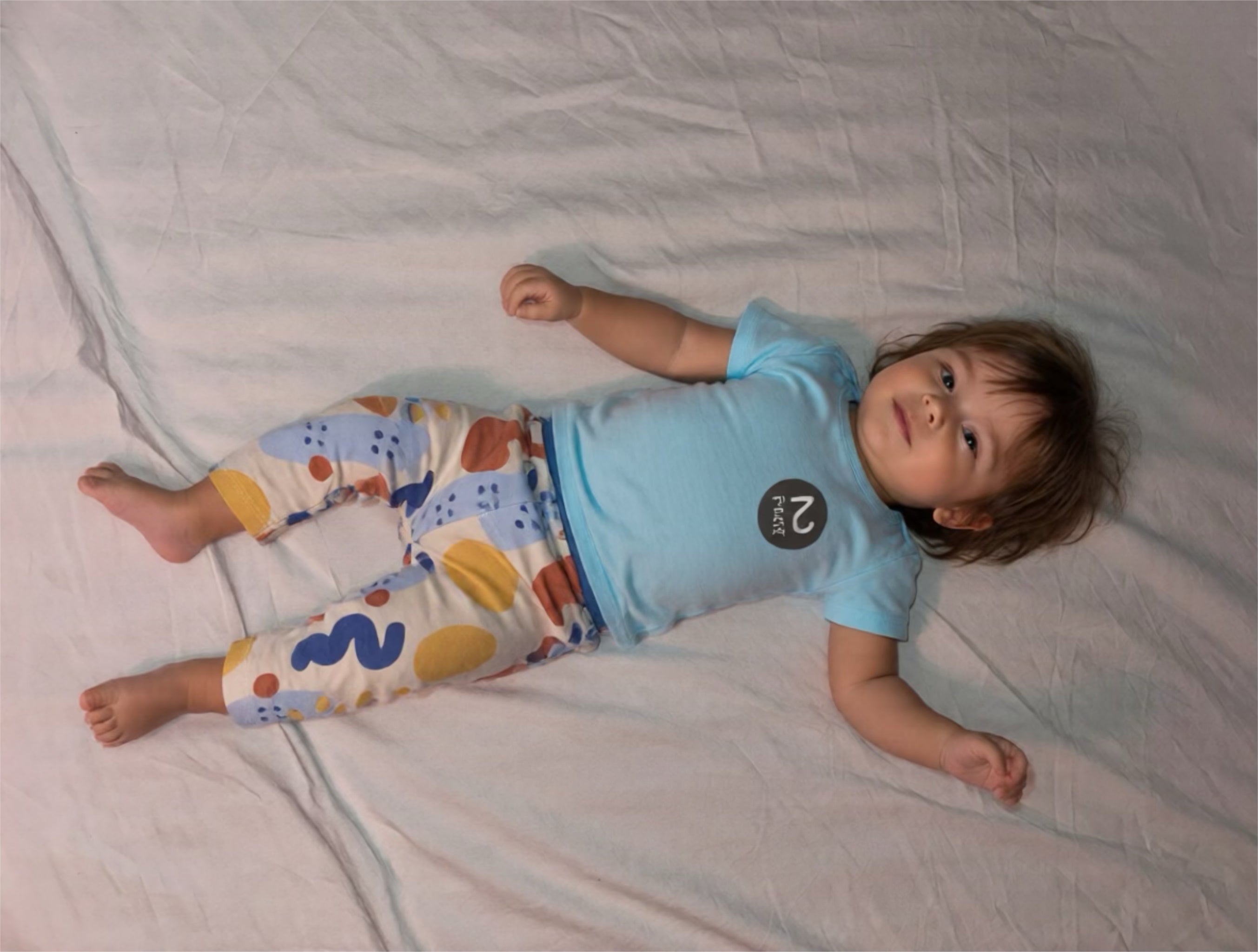 2er-Pack Baby-/Kinderhose – Bunte Muster & Uni Blau | Bequeme Alltagsleggings