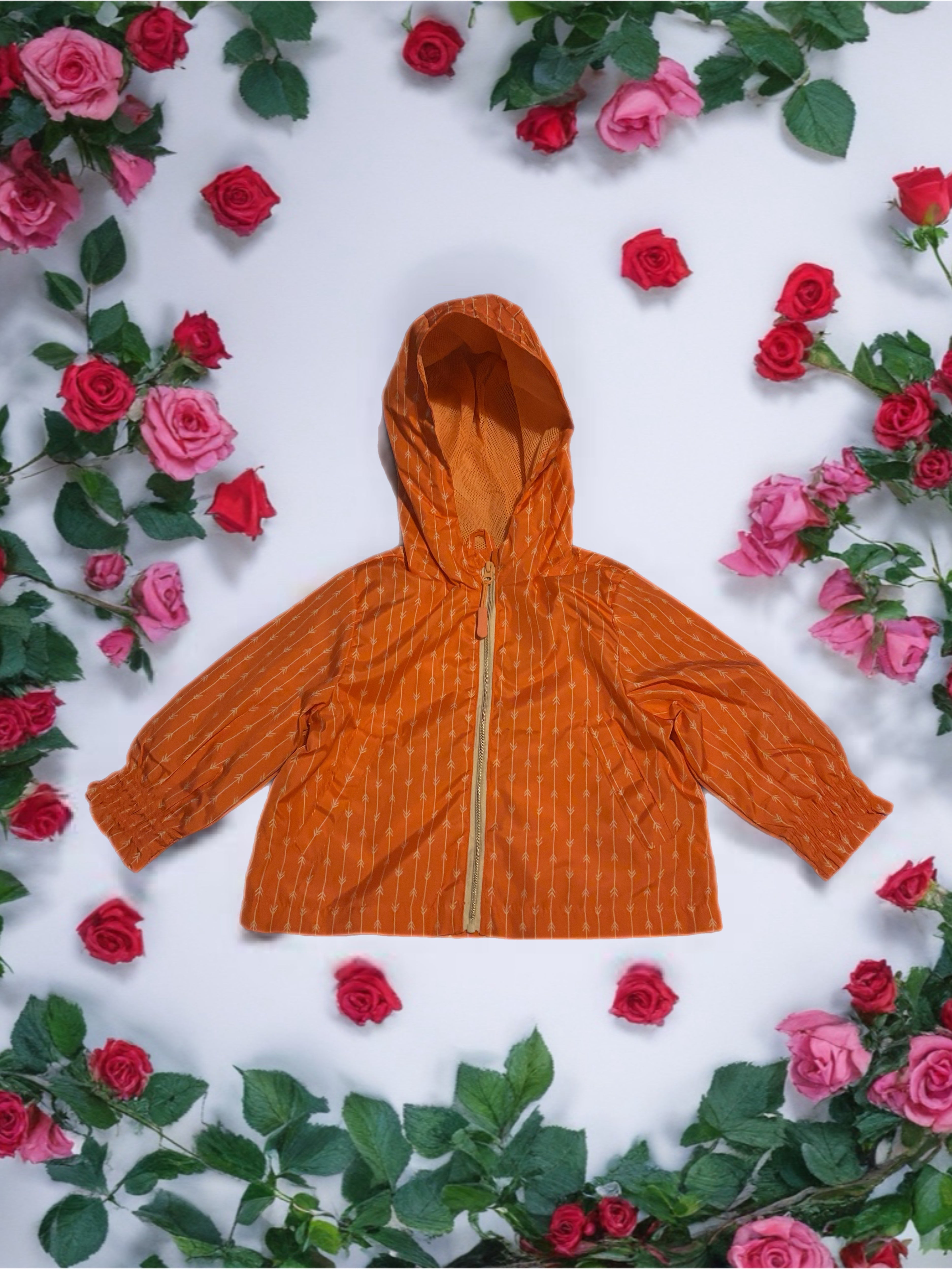 Leichte Kinder-Übergangsjacke mit Kapuze – Orange