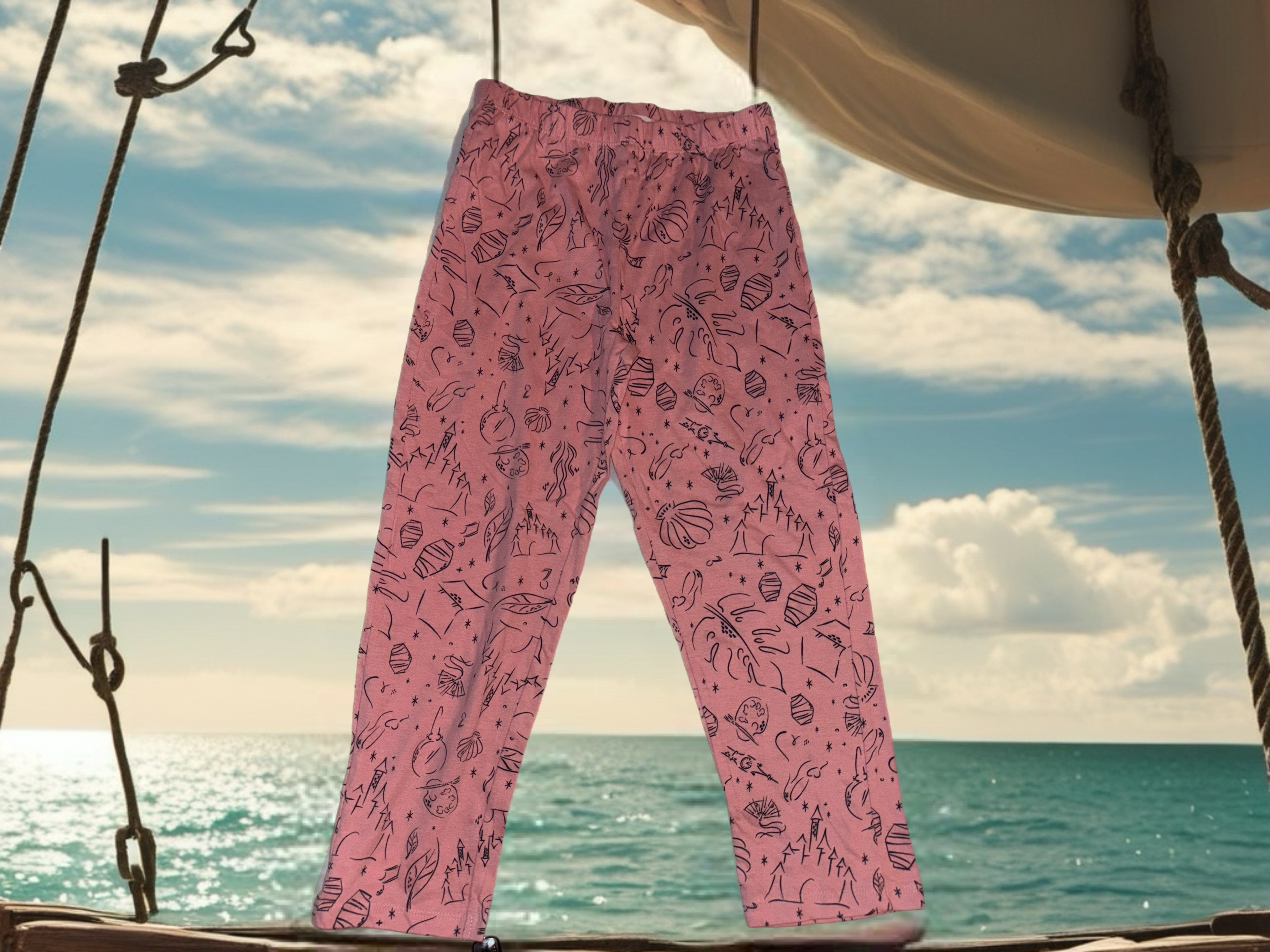 Rosa Kinder-Leggings mit süßen Zauber-Motiven – Weich & Beque