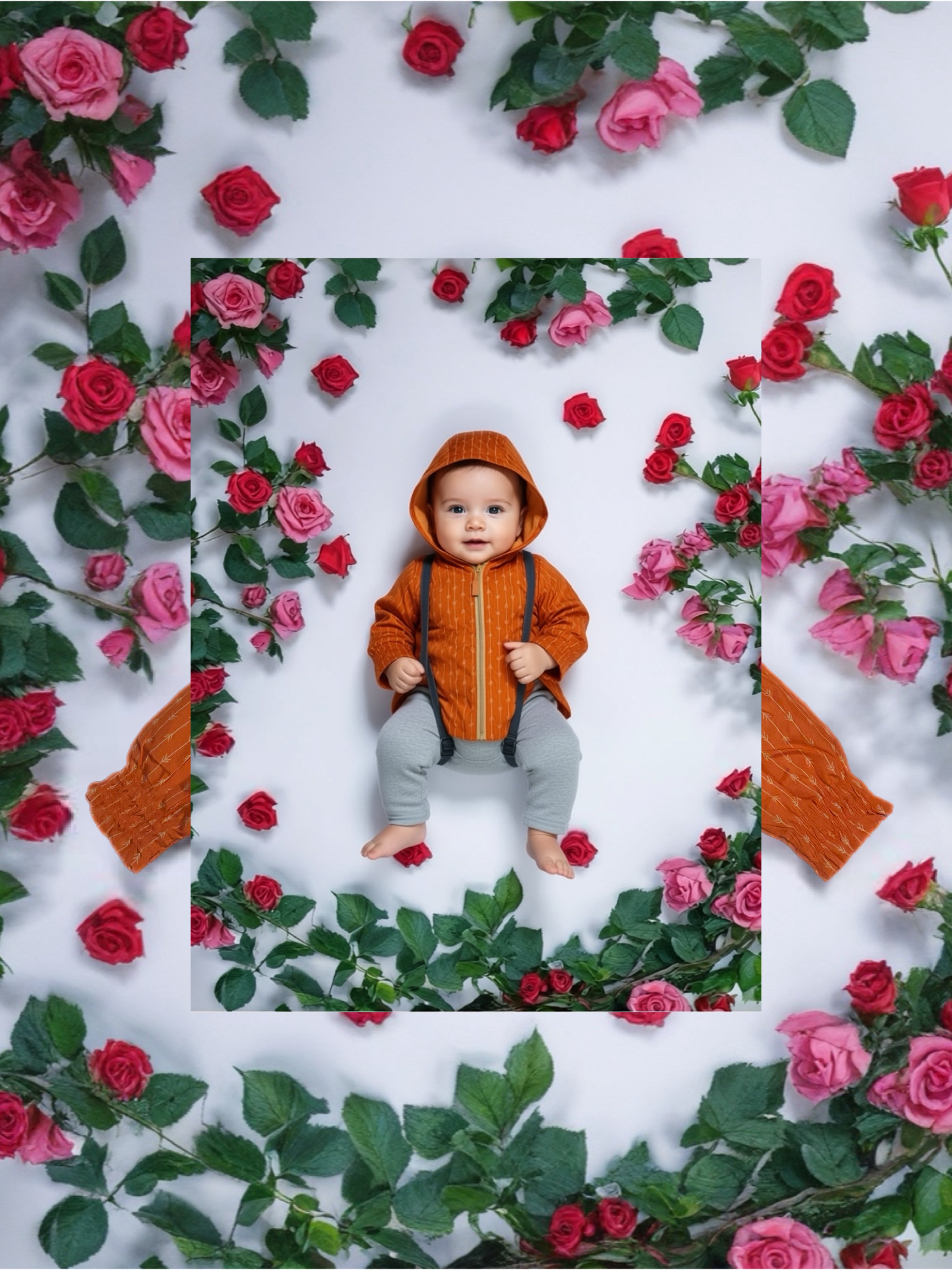 Leichte Kinder-Übergangsjacke mit Kapuze – Orange
