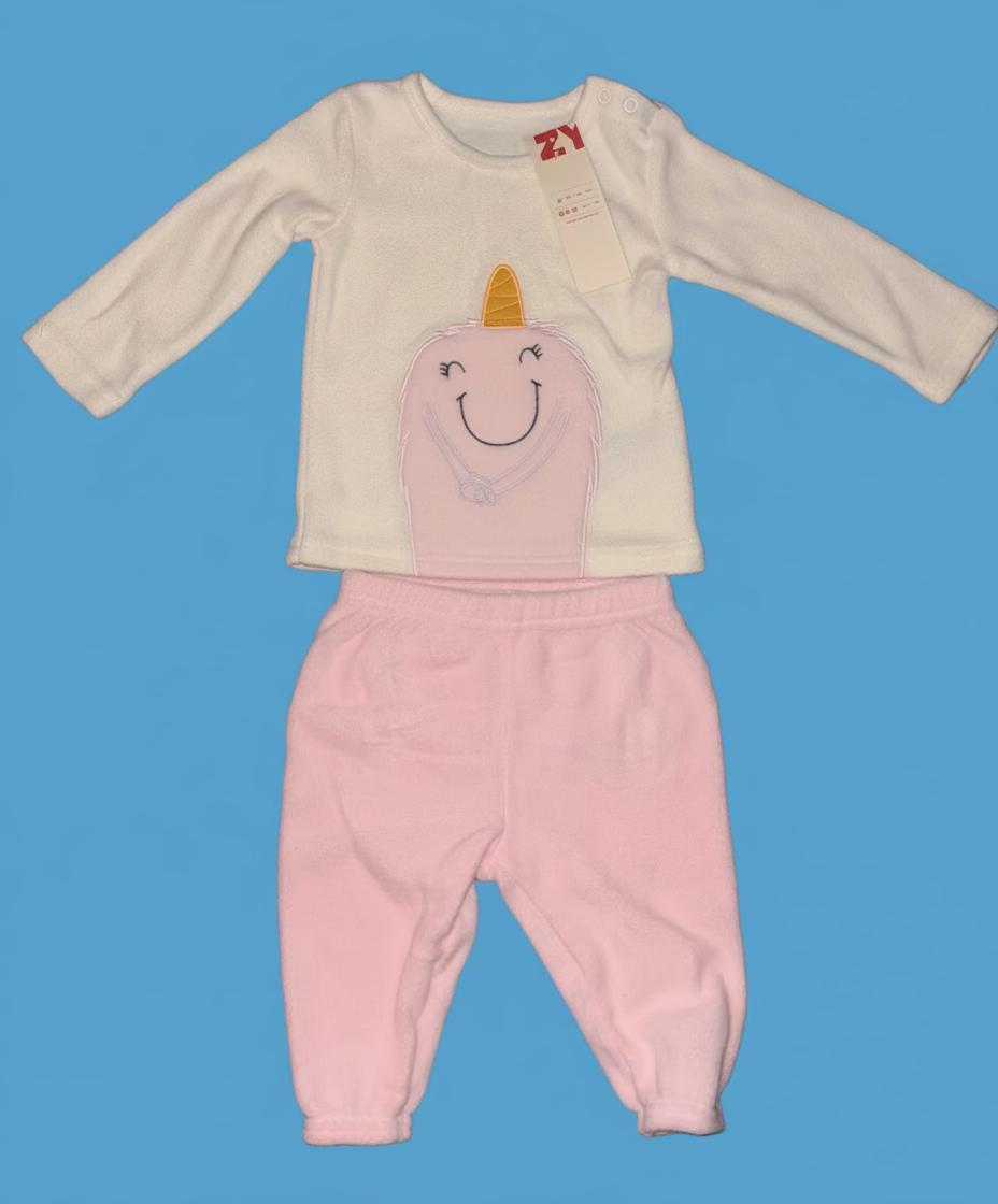 Baby Zweiteiler „Smiley Einhorn“ – Fleece Set (2-teilig)