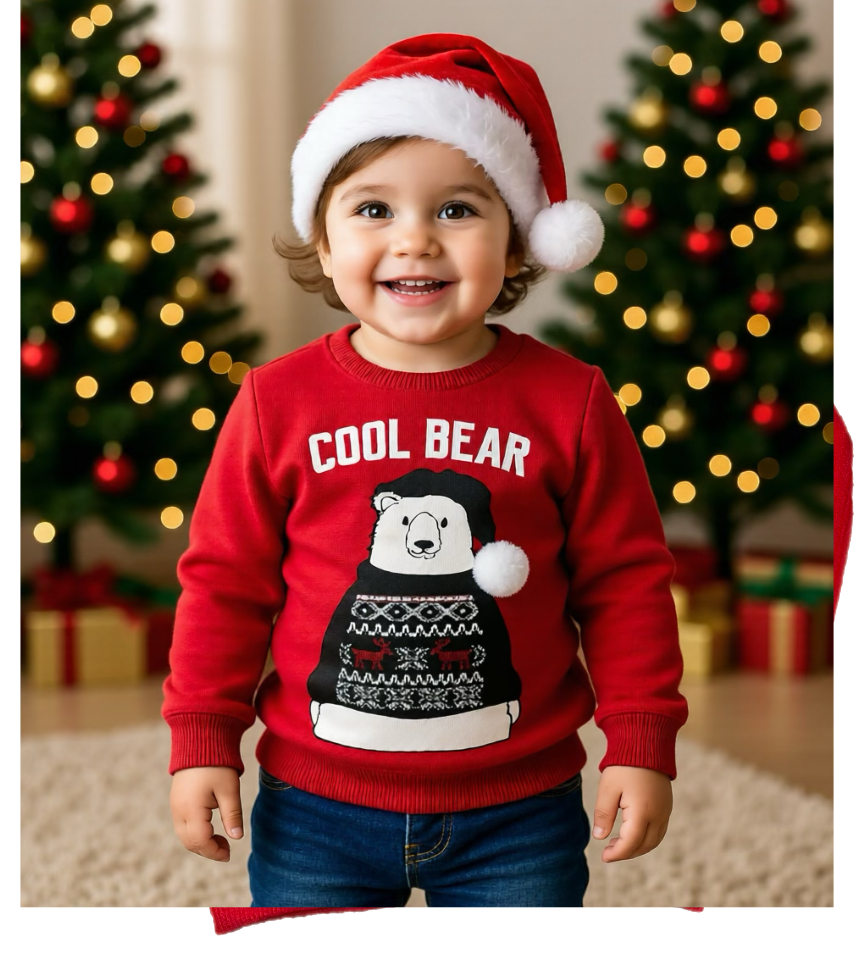 Weihnachtspullover „Cool Bear“ – Warmer Kuschelpulli für Kinder