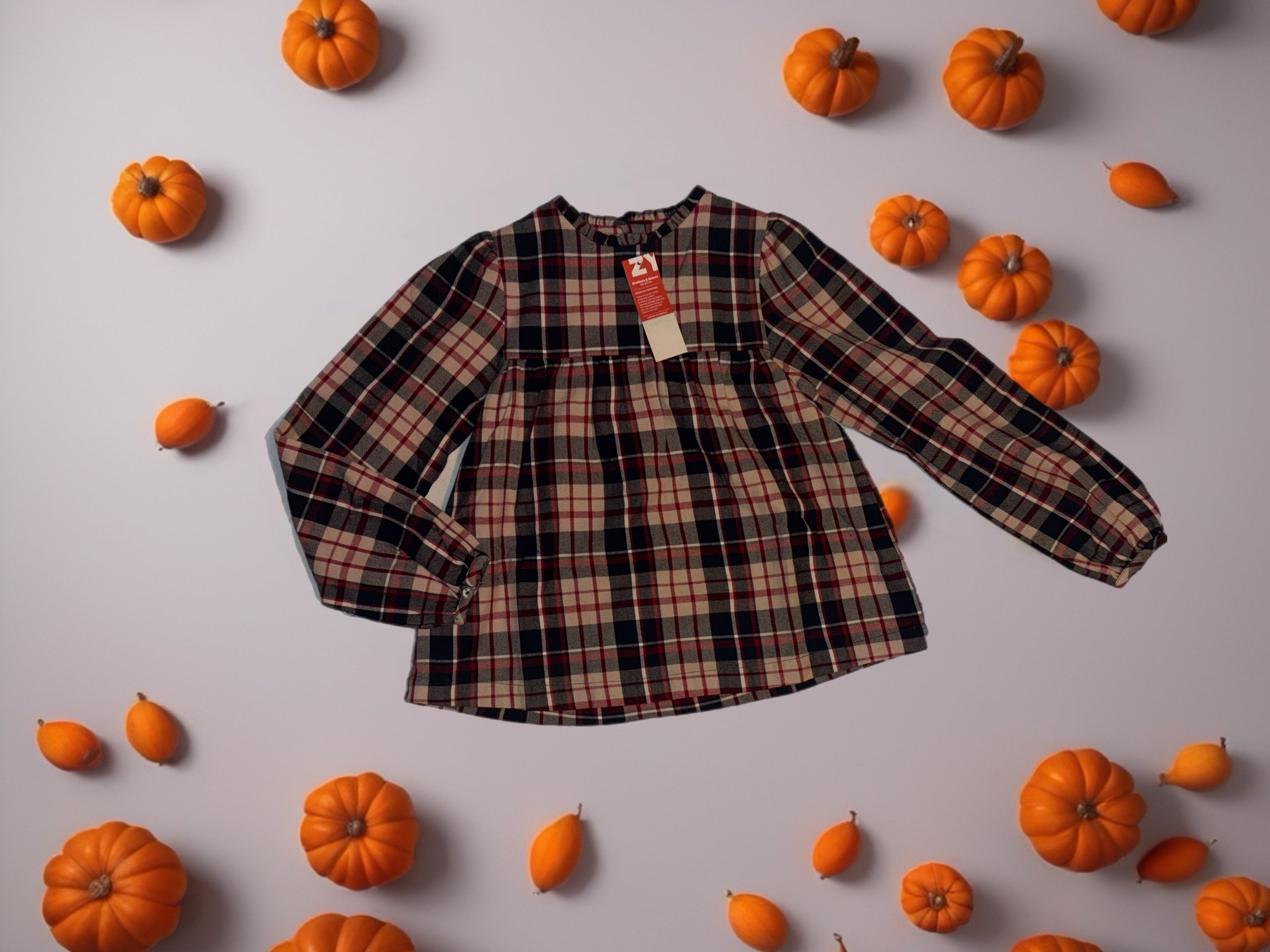 Kariertes Langarm-Blüschen für Mädchen – Herbst & Winter