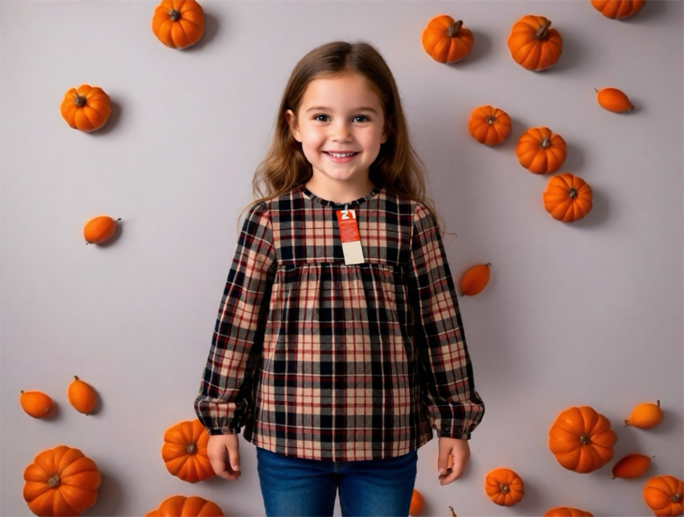 Kariertes Langarm-Blüschen für Mädchen – Herbst & Winter