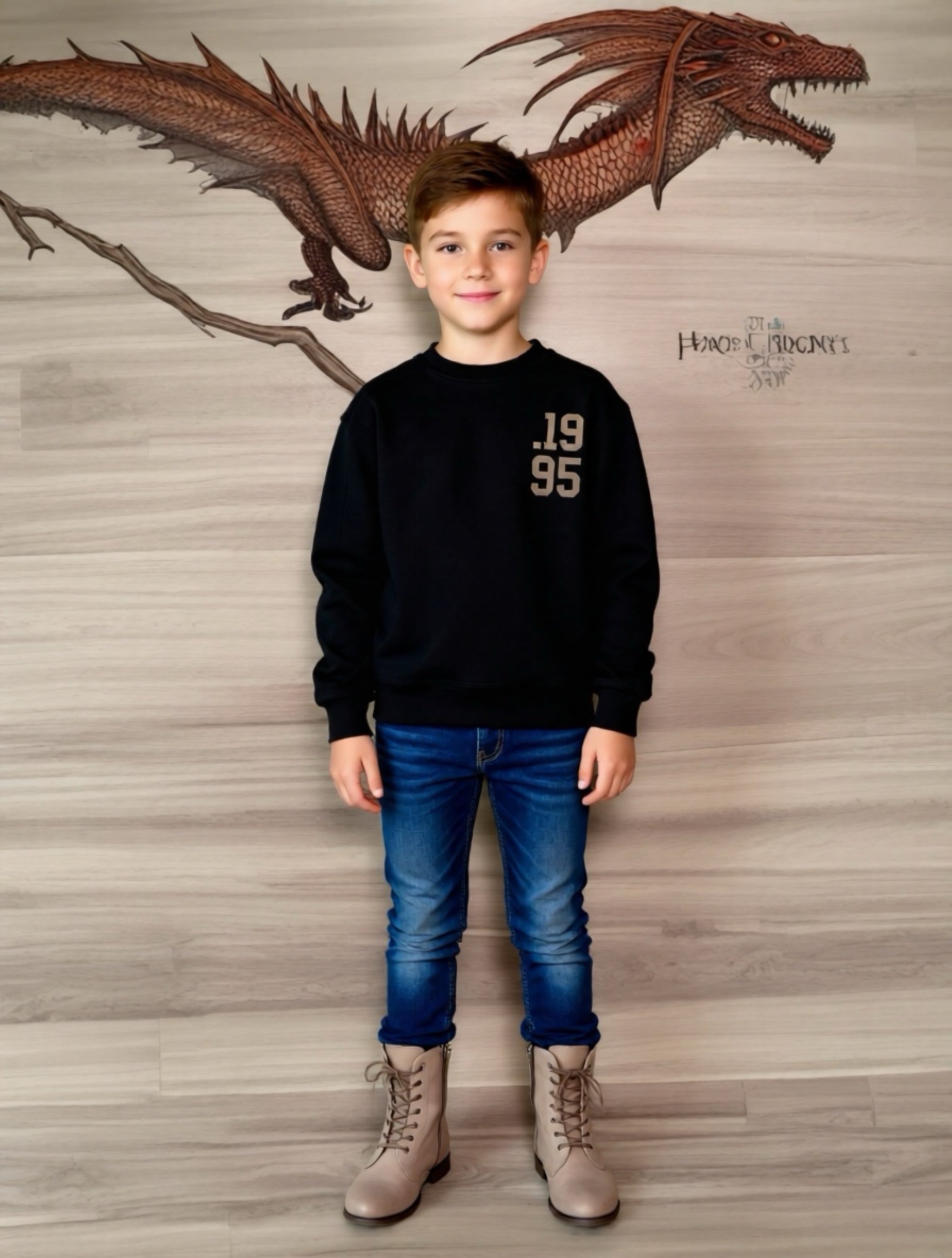 Jungen Sweatshirt „1995“ – Dunkelblau, warm & stylisc